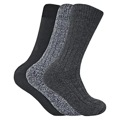 Image of 3 Pairs Mens Thick Cushioned Sole Winter Warm Wool Blend Walking Hiking Socks for Boots (6 11 uk, WB Grey)