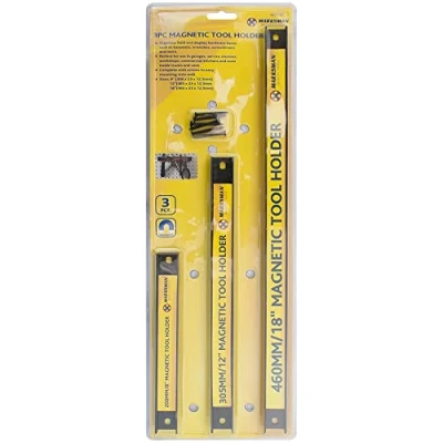 Image of Marksman 3pc Magnetic Tool Strip Rail Bar Rack Holder Spanner Wrench Garage Wall Storage