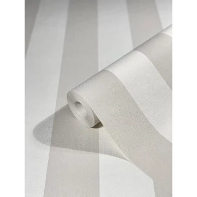 Image of WALLCOVER Non Woven Wallpaper Grey Stripes Country House White Lines Modern Block Stripe Fine Structure 10.05 x 0.53 m Made in Germany