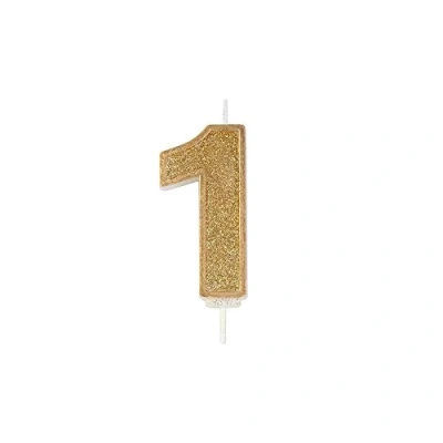 Image of CULPITT Sparkle Number Candles for Cake &amp; Cupcakes, Single Numbers from 0 9, Say Happy Birthday with These Candle Sparklers, Celebrate Birthdays Anniversaries Flair Gold 1