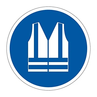 Image of High Visibility Clothing Floor Sticker Safety Sign, Hard Wearing Non Slip/Abrasive Lamination, R9 Grade For Slip Resistance, Strength Adhesive Backing, 400mm Diameter
