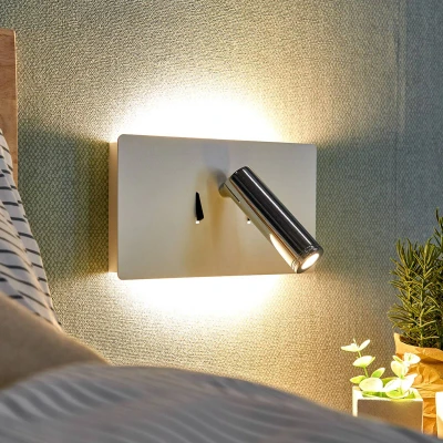Image of LED Wall Light &#039;elske&#039; (Modern) in White Made of Metal for e.g. Bedroom (3 Sources,) from Lucande Lighting, lamp