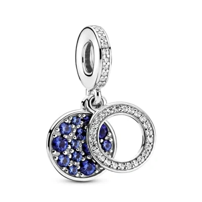 Image of Pandora Sparkling Blue Disc Double Dangle Charm 799186C01