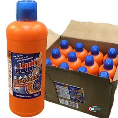 Image of Liquid Power Sink and Drain Unblocker Concentrated, Effectively Clears Clogged Drains, Pipes, Tanks, Ideal for Baths, Showers &amp; Sinks Bulk Pack Buy Case of 12 1000g