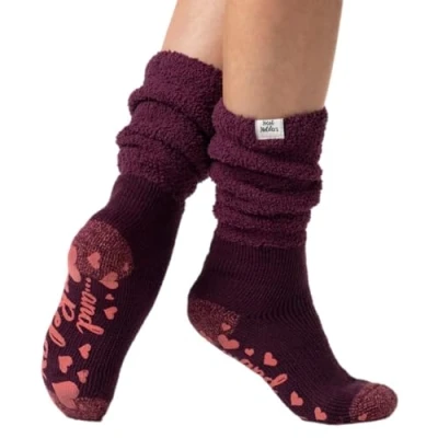 Image of 1 Pair Wine Lounge Cosy Slouch Socks Ladies 4 8 Heat Holders