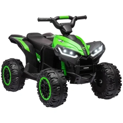 Image of HOMCOM 12V Electric Quad Bike for Kids Ride On Car ATV Toy, with Forward Reverse Functions, LED Headlights, Music, Ages 3 5 Years Green