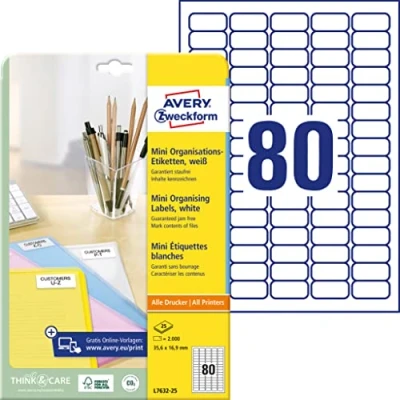 Image of Avery Zweckform Mini Labels 35.6x16.9 mm White