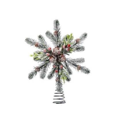 Image of Festive Productions 33cm Green Foliage Pine with Berries Christmas Tree Topper Deluxe Decoration