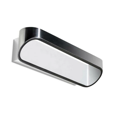 Image of Oval LED 1 Light Up &amp; Down Wall White, Brushed Aluminium