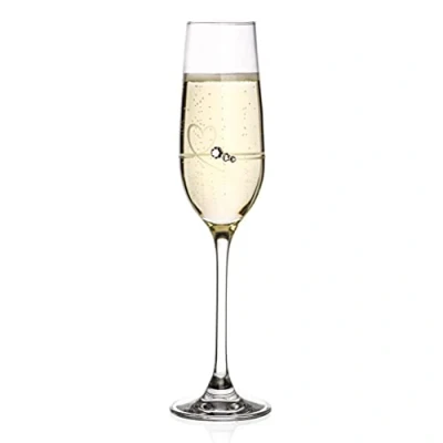Image of DIAMANTE Champagne Flute &#039;Petit Heart Single Crystal or Prosecco Glass with Swarovski Crystals