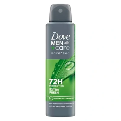 Image of Dove Men+Care Advanced Extra Fresh Anti Perspirant Aerosol Deodorant Spray with Triple Action technology &amp; ¼ moisturising cream for 72 hour sweat and odour protection 6x 150 ml