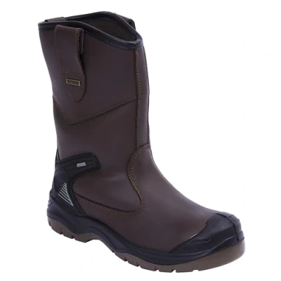 Image of Apache Men&#039;s Rigger Boot AP305 Brown Size 6 UK Waterproof and Breathable Steel Toe Cap Midsole Protection Padded Ankle TPU Heel Guard