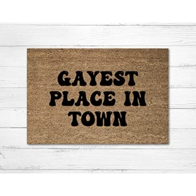 Image of Ensound 30x18 Inch Doormat MATS Funny Bathroom Home Decor Gayest Place in Town Doormat,Welcome Doormat,Mud MATS,doormats,Modern doormats,