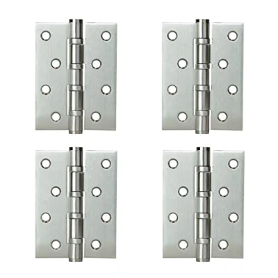 Image of LOOTOCH Heavy Duty Door Butt Hinges 4BB Ball Bearing Stainless Steel Indoor Hinge 102 x 76mm (4 inch) Load Capability 80kg Satin(4 Pieces)