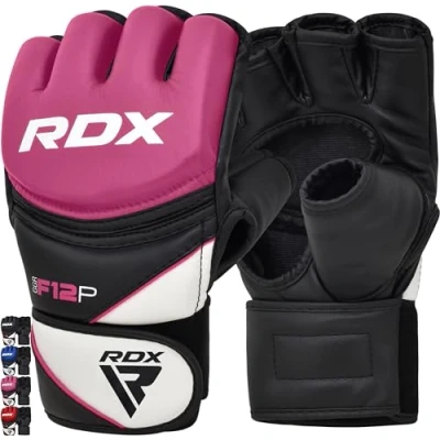 Image of RDX MMA Gloves for Grappling Martial Arts Training, D. Cut Open Palm Maya Hide Leather Sparring Mitts, Perfect Cage Fighting, Combat Sports, Punching bag, Muay Thai and Kickboxing