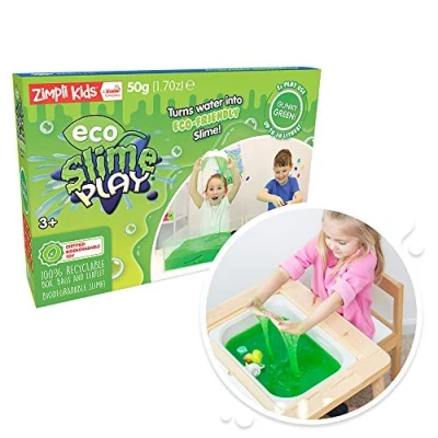 Image of Eco Slime Play Green from Zimpli Kids, Magically turns water into gooey, colourful slime, Environmentally Friendly Preschool Learning Toys for Toddlers, Sustainable, Recyclable Toy,