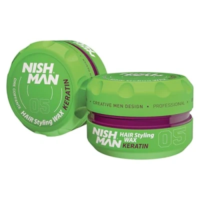 Image of NISHMAN Hair Styling Wax Keratin 150 ml Shine Look Ultra Strong Hold Edge Control Clay Aqua for Men Men&#039;s Gel