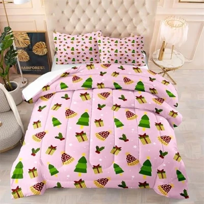 Image of Coverless Duvet Pink Yellow Green King Size Microfiber Bedspreads Lightweight Quilted All Seasons Comforter Washable+2 Pillowcases(50x75cm) 260x230cm