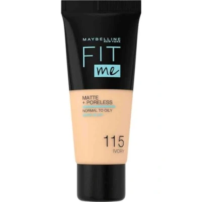 Image of Maybelline Fit Me Foundation, Medium Coverage, Blendable With a Matte and Poreless Finish, For Normal to Oily Skin, Shade: 115 Ivory, 30ml