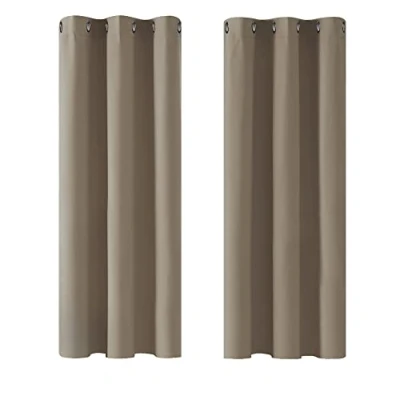 Image of Deconovo Home Decorative Eyelet Curtains Thermal Insulated Blackout for Living Room Taupe 42 x 54 Inch 2 Panels