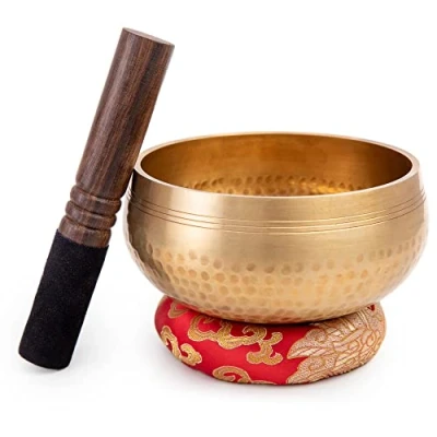 Image of Tibetan Singing Bowl Set Easy To Play for Beginners Authentic Handcrafted Mindfulness Meditation Holistic Sound 7 Chakra Healing Gift by Himalayan Bazaar (6)