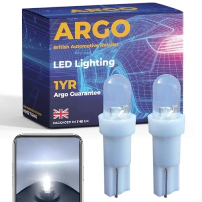 Image of Argo T5 bulb led 286 White Dashboard Bulbs 12v Instrument Dash Panel Clocks Dials Xenon Van Interior Car Speedometer Gauge Cluster Speedo Light