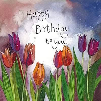 Image of Alex Clark Art Happy Birthday Tulips Foil Card