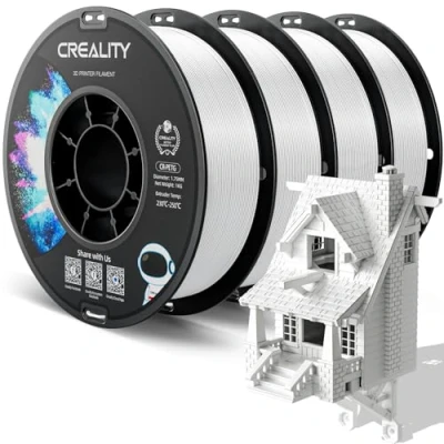 Image of Creality PETG Filament 1.75mm, 3D Printer 4KG(8.8lbs), Printing High Precision, Strong Toughness, Odorless, Better Flow, Dimensional Accuracy +/ 0.02 mm, White, Pack of 4