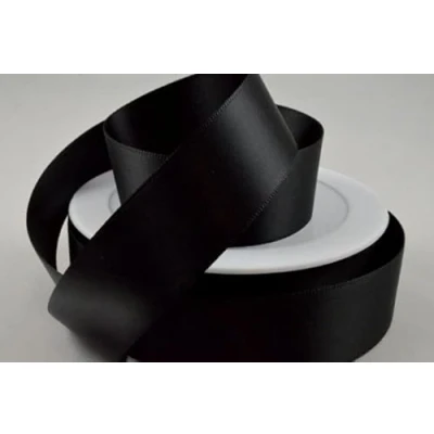 Image of Oakwood Archer Double Faced Satin Ribbon, Black, 10mm x 25m