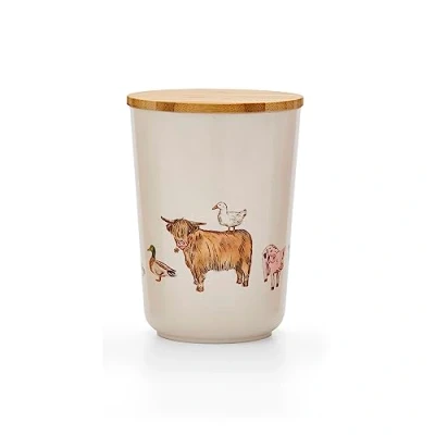 Image of Cooksmart British Designed Kitchen Canisters With Bamboo Lid Storage For Modern Kitchens Tea Coffee and Sugar Set All Types Of (Buttercup Farm 2214)