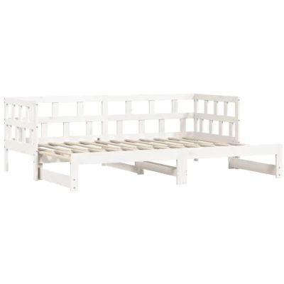Image of vidaXL Daybed with Trundle without Mattress White 80x200 cm Solid Wood