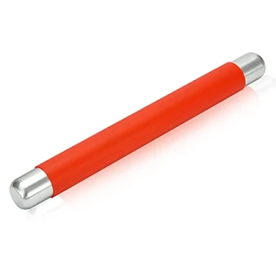 Image of Remeel Silicone Rolling Pin Non Stick Surface for Baking Pie Crust, Cookie, Pastry, Fondant, Internal Steel Dough Roller 13.8 X 1.5 Inches (Red)