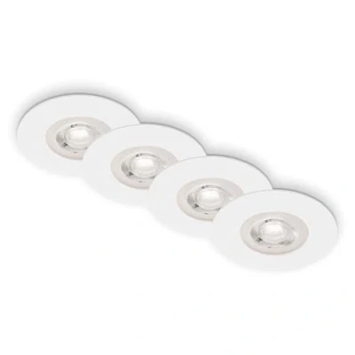 Image of Briloner Set of 4 Recessed Ceiling Lights, Dimmable, Ultra Flat LED Bathroom Spotlight, IP44, Matt White 90 x 25 mm (DxH)