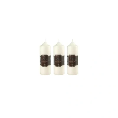 Image of Pillar Candles Pack of 3 Long Burning Large Candle 5cm x 15cm with 50 Hours Burn Time Dripless, Smokeless, Unscented Church Ideal for Weddings, Spa and Parties