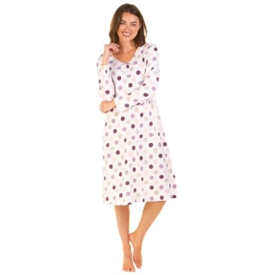 Image of Undercover Ladies &#039;Misty Dots&#039; Long Sleeve Nightie 1010 Lilac 18 20