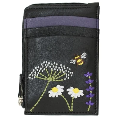 Image of Mala Leather Blossom Collection Coin Purse/Card Holder RFID 4308_24 Black