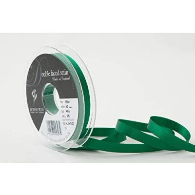 Image of Berisfords Double FACE Poly Satin Ribbon, Hunter Green, 10 mm