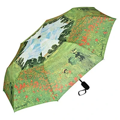 Image of VON LILIENFELD® Folding Pocket Umbrella Automatic Lightweight auto Open Motif Women Men Flowers Art Claude Monet Field of Poppies