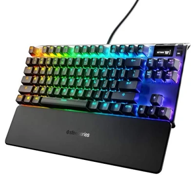 Image of SteelSeries Apex 7 TKL Compact Mechanical Gaming Keyboard OLED Smart Display USB Passthrough and Media Controls Linear Quiet RGB Backlit (Red Switch)