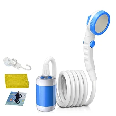 Image of Portable Shower camping Outdoor Electric Hand Built in 5000mAh Large Capacity Rechargeable for Indoor or (Blue)