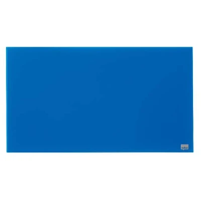 Image of Nobo Glass Magnetic Whiteboard with Removable Pen Tray, 680 x 380 mm, InvisaMount Mounting System, Impression Pro, Blue, 1905187
