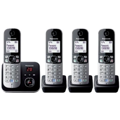 Image of Panasonic KX TG6824EB Quad DECT Phone Black/Silver