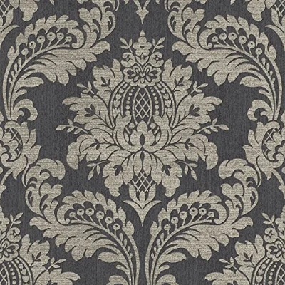 Image of Boutique Black &amp; Gold Archive Damask Wallpaper
