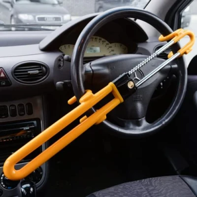 Image of Xtremeauto Twin Bar Car Steering Wheel Lock Heavy Duty Anti Theft Security Locks, Immobiliser For Car, Van &amp; Caravan, Easy Fit Locking Crook With 2 Keys