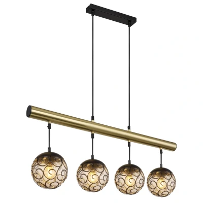 Image of Fitz Bar Pendant Ceiling Light Matt Black 4x E27