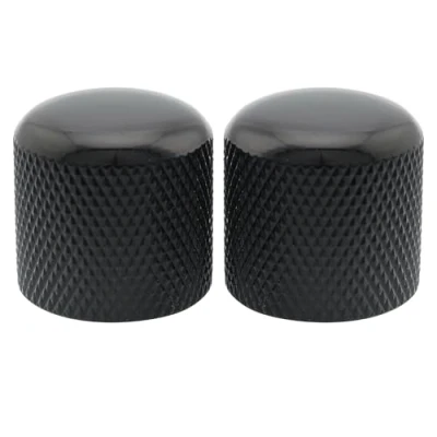 Image of Musiclily Pro Metric Steel Push on Dome Knobs for Import Electric Guitar or Bass, Black (Set of 2)