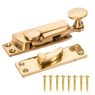 Image of Solid Brass Sash Window Lever Arm Fastener Slide Locking Wood Frame Latch