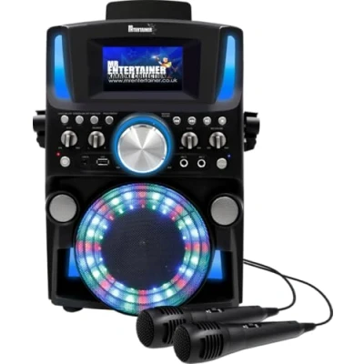 Image of Mr Entertainer Groovebox Bluetooth CDG Karaoke Machine. Built in Screen &amp; Disco Lights. Includes Songs Microphones (Wired + 200 Songs)