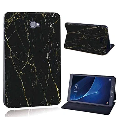 Image of FINDING Case Fit Samsung Galaxy Tab A A6 10.1 T580 T585 Tablet Printed PU Flip Leather Smart Lightweight Shell Stand Cover for (nero marquina marble)