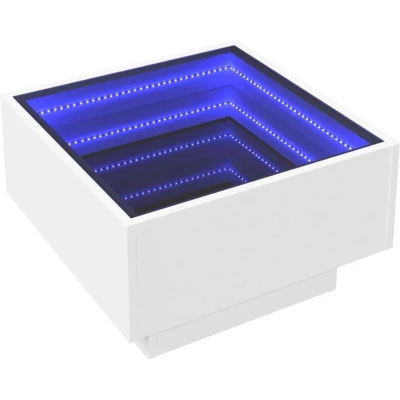 Image of vidaXL Coffee Table with LED White 50x50x30 cm Engineered Wood